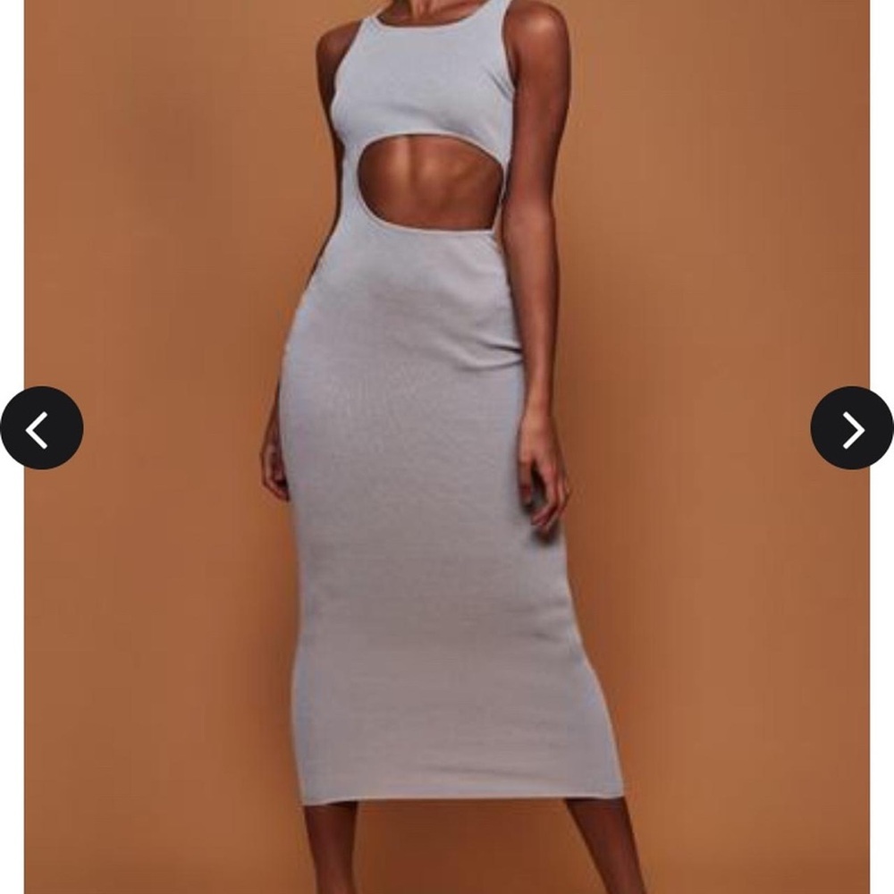 Chic Gray Sleeveless Midi‎ Dress